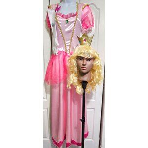 Leg Avenue Princess Peach Women's Costume Super Mario Dress Wig Tiara Gloves LG